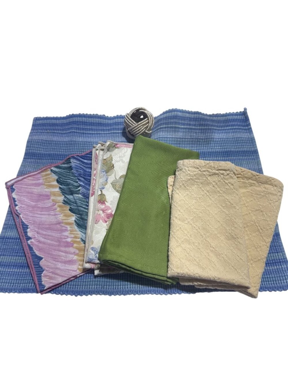 Single Persons Dining Linen Lot Placemat Napkins and Napkin Ring Multicolor